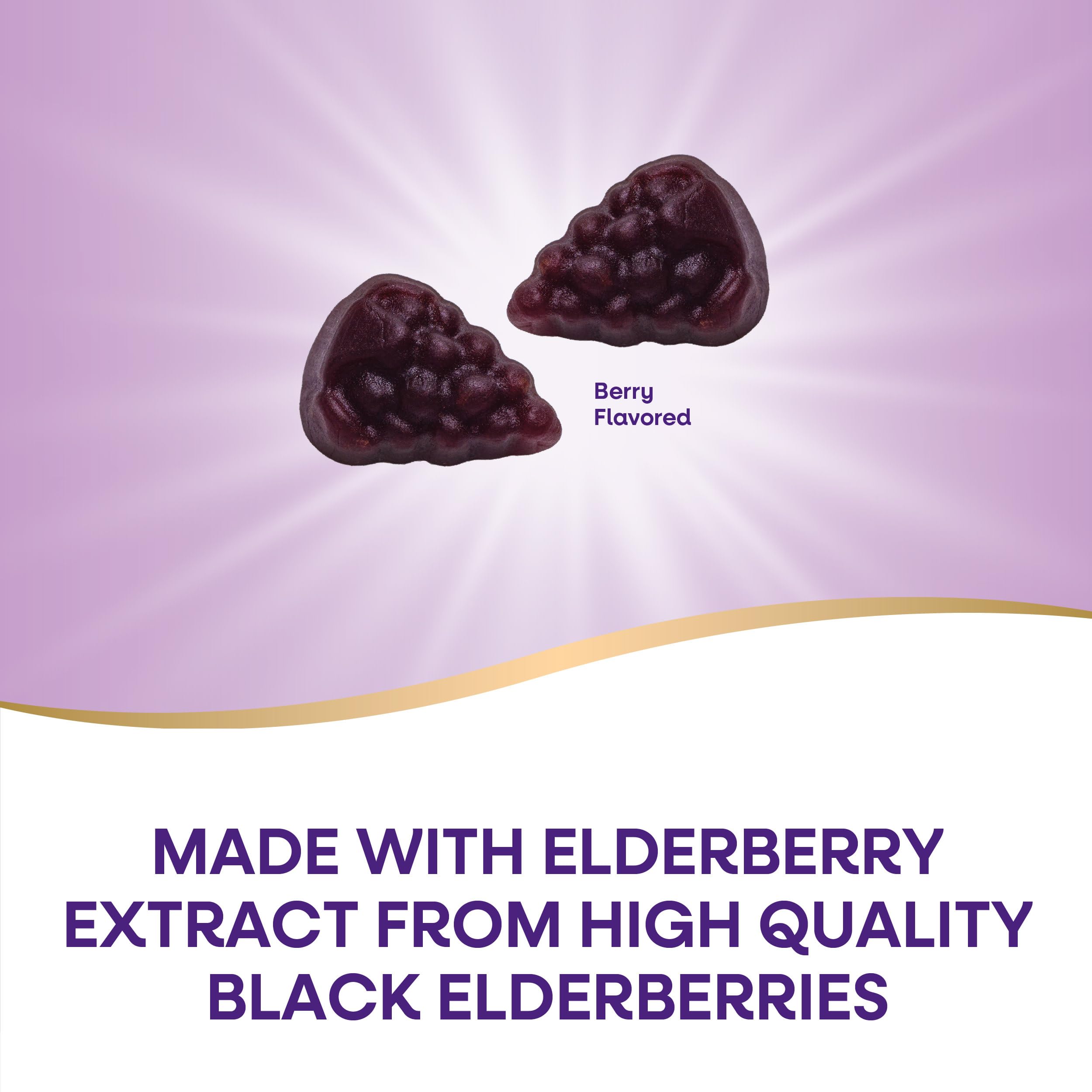 Nature’s Way Sambucus Kids elderberry gummies close-up showing berry flavor