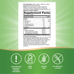 Graphic illustrating 350 mg omega-3 per serving of Nature's Way Super Fisol