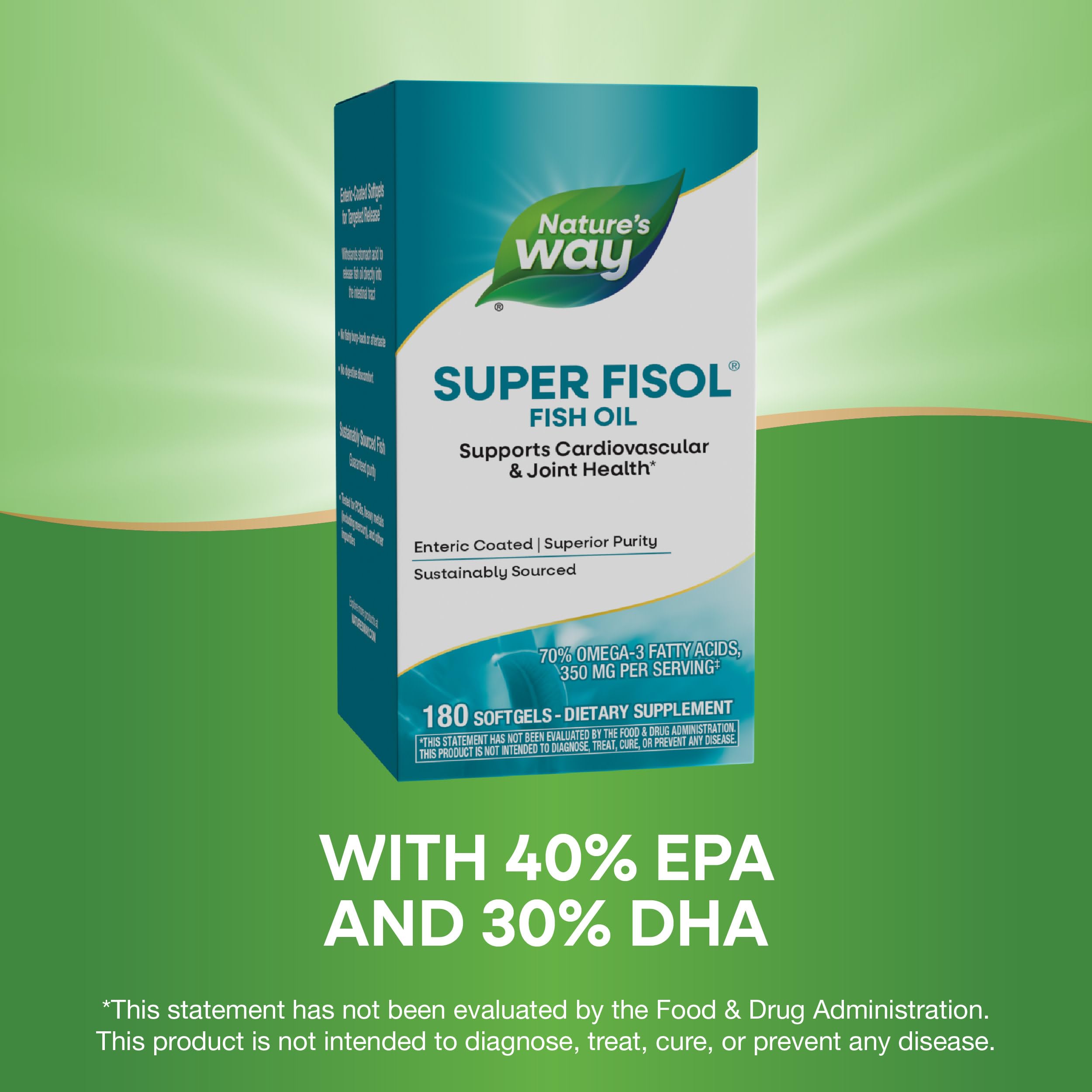 Close-up of enteric coating on Nature's Way Super Fisol softgels