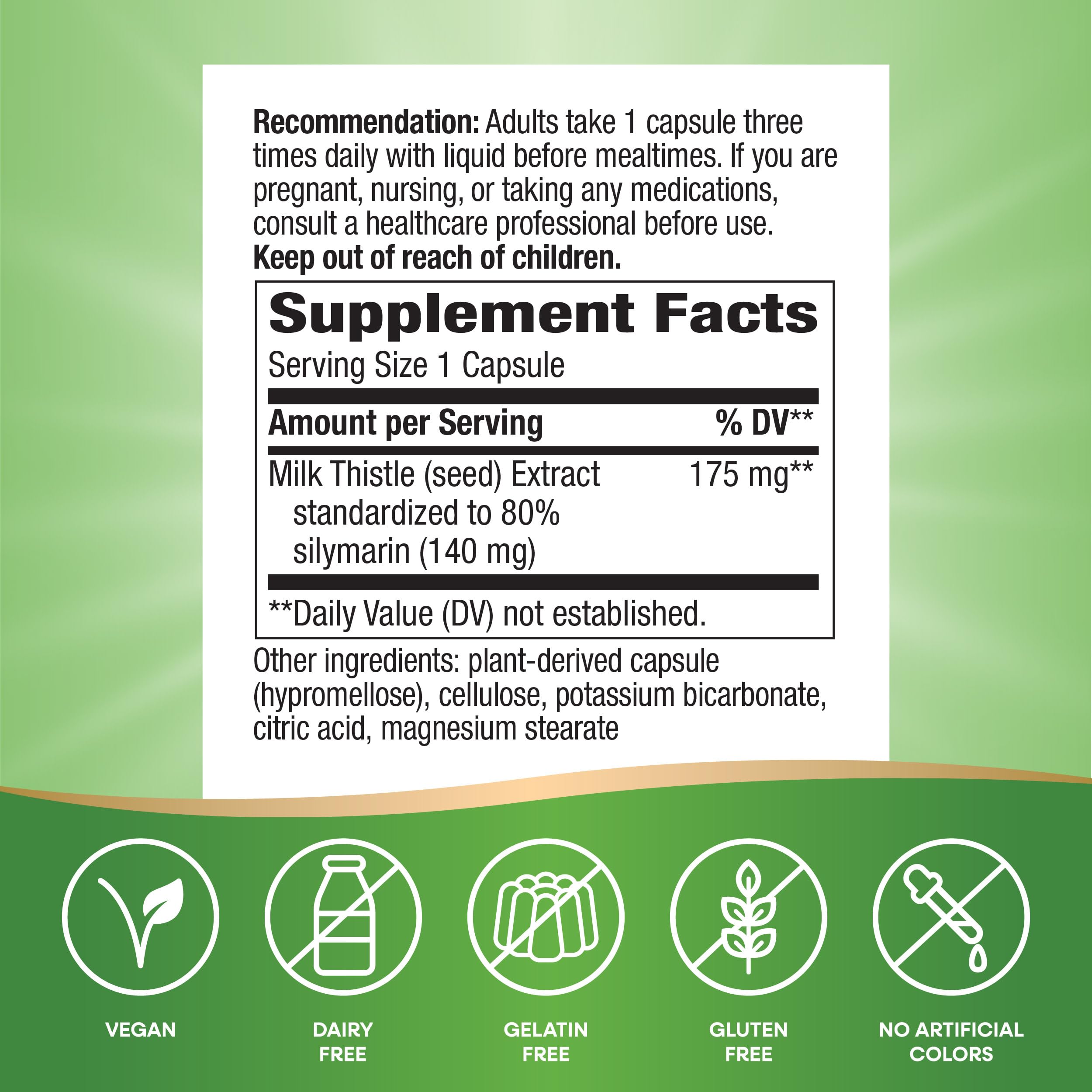 Nature's Way Thisilyn active ingredient silymarin shown.
