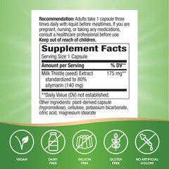 Nature's Way Thisilyn active ingredient silymarin shown.