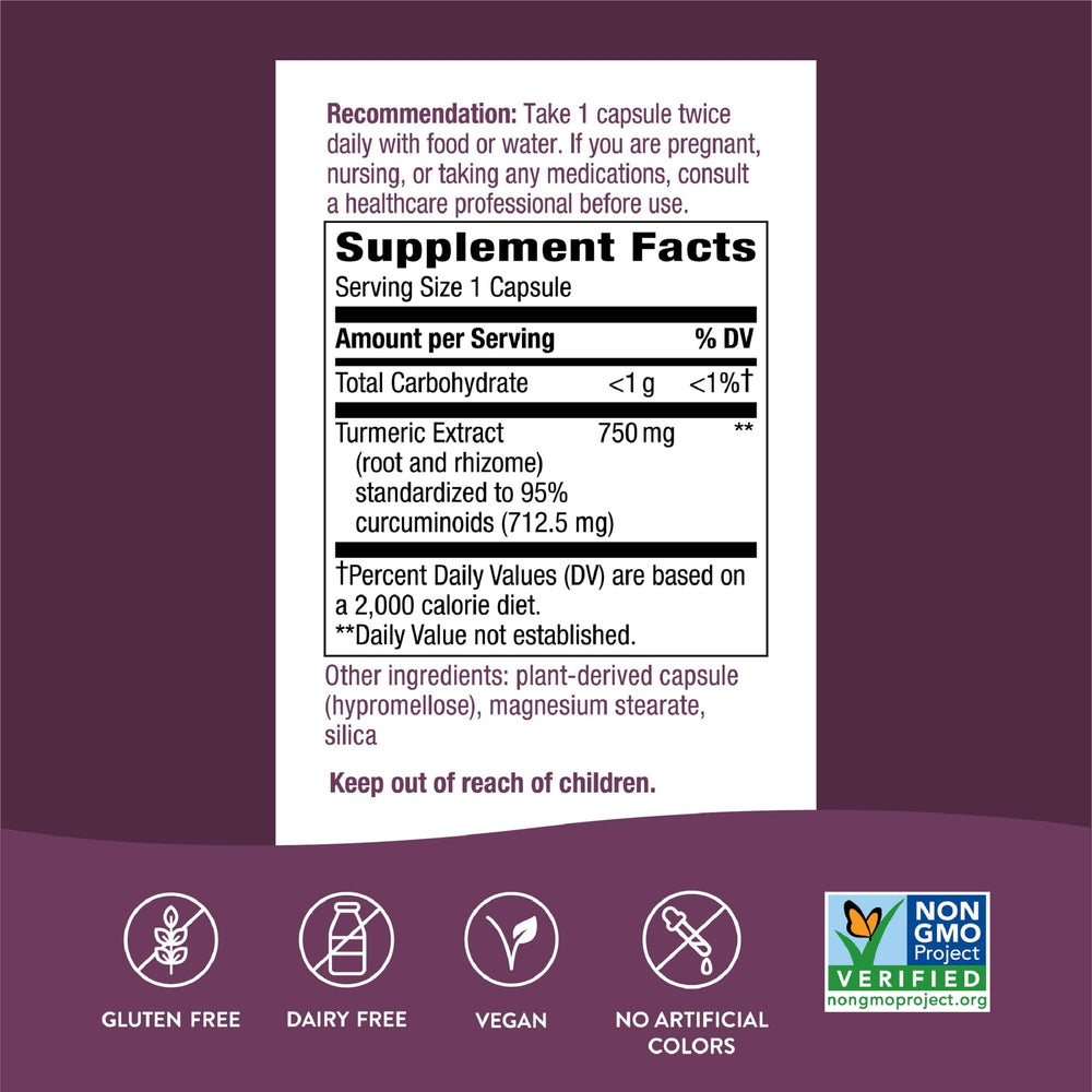 Nature's Way Turmeric Max Potency capsules close-up vegan friendly daily use