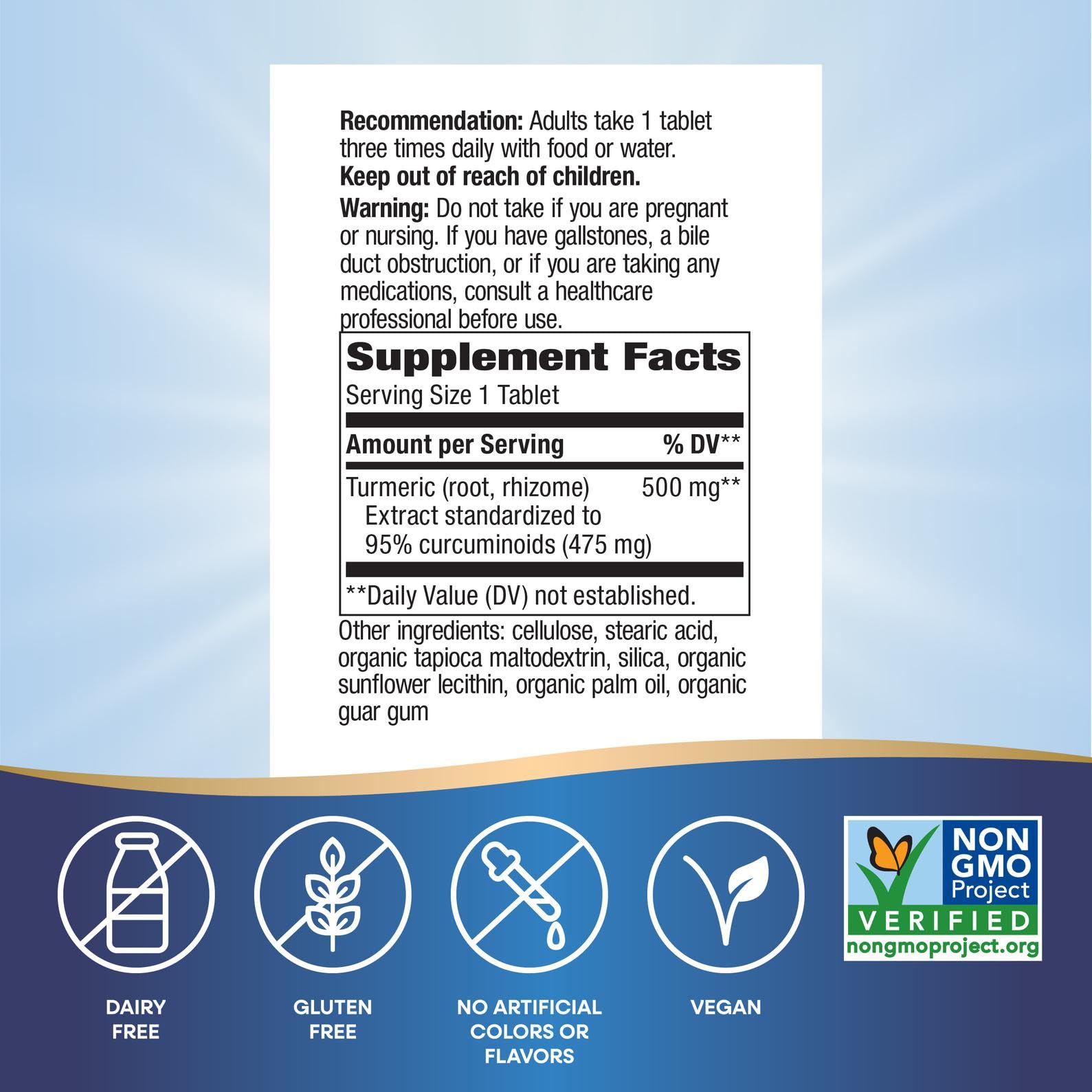 Tablets being poured into hand demonstrates easy daily dosing.