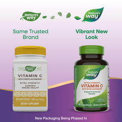 Nature's Way Vitamin C bioflavonoids label highlights potency.