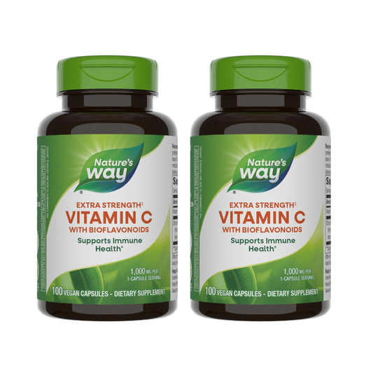 Nature's Way Vitamin C capsules close-up for immune support.