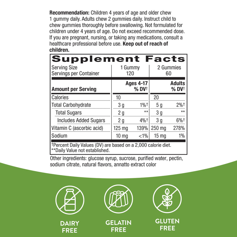 Nature's Way Vitamin C Gummies use gluten-free plant-based pectin instead of gelatin.