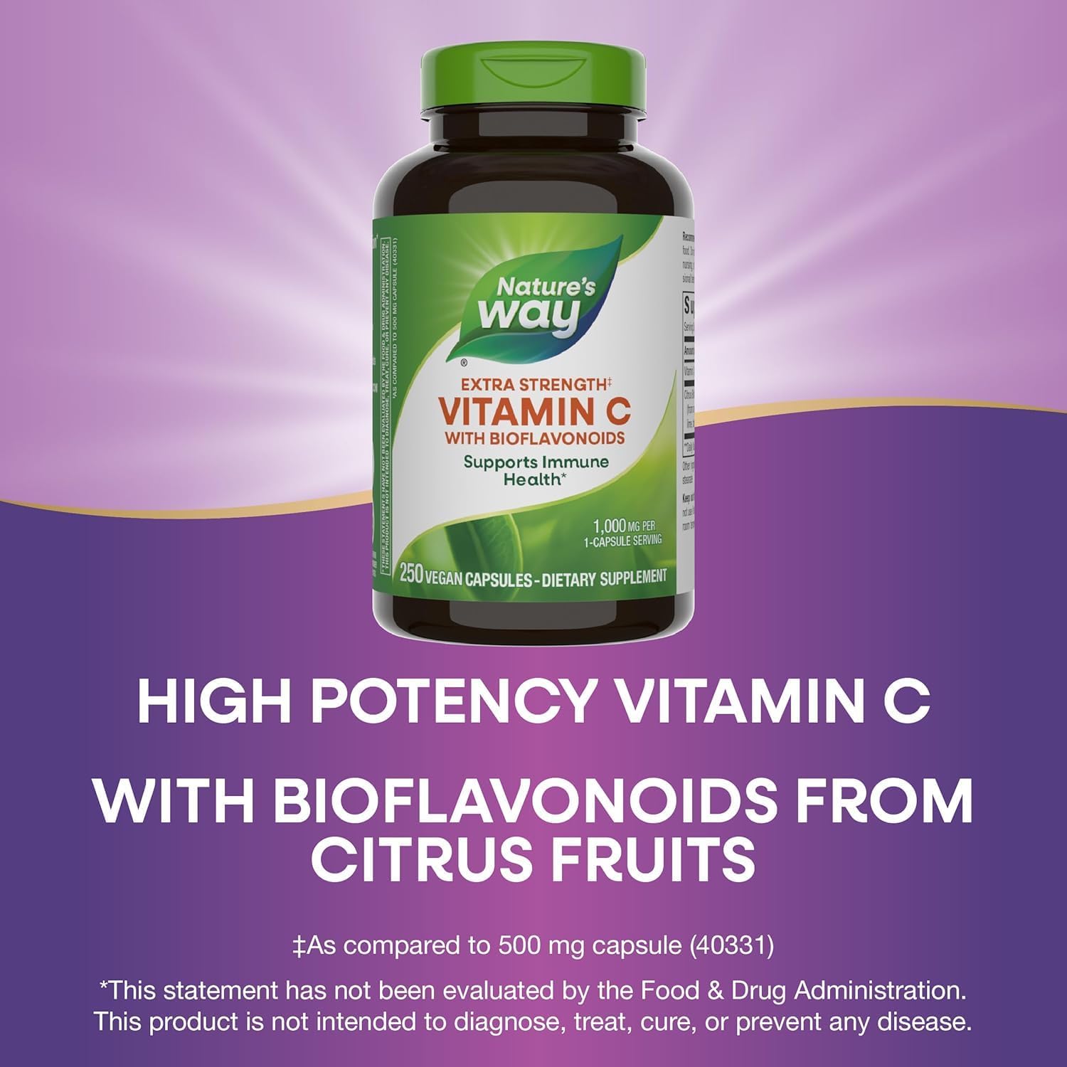 Ingredients section highlights citrus bioflavonoids in Nature's Way Vitamin C