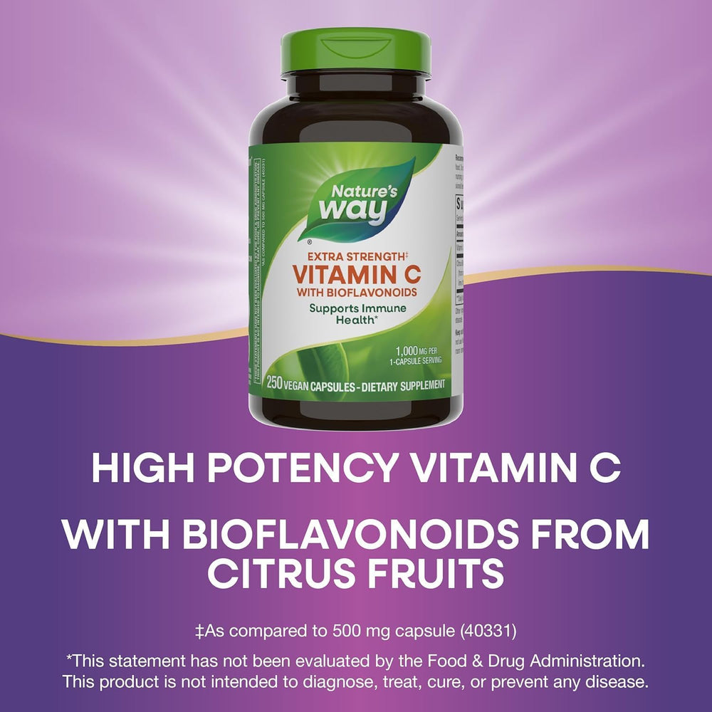 Ingredients section highlights citrus bioflavonoids in Nature's Way Vitamin C