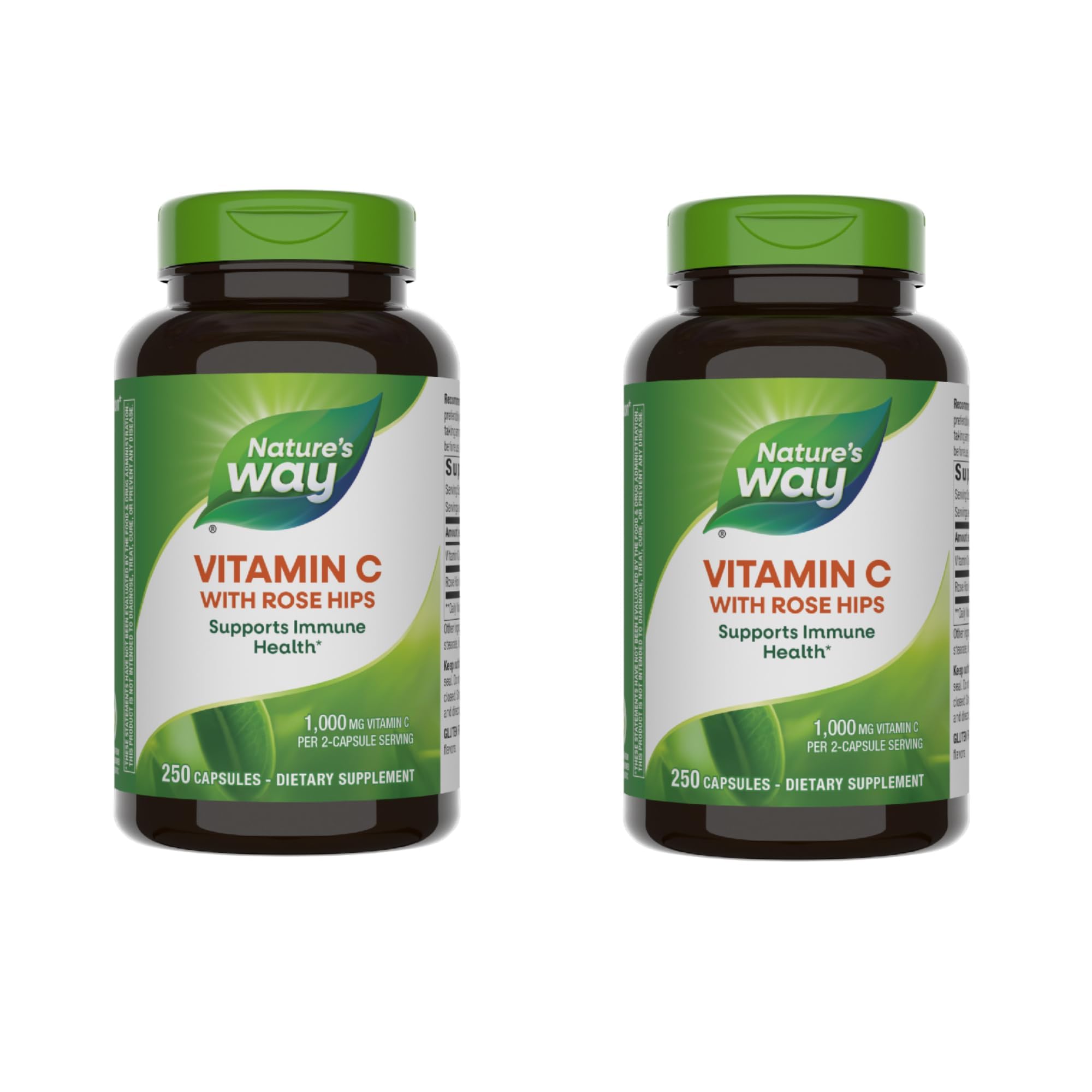 Nature's Way Vitamin C with Rose Hips bottle showing 1,000 mg per serving