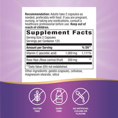 Nature's Way Vitamin C with Rose Hips capsules close-up for easy daily use