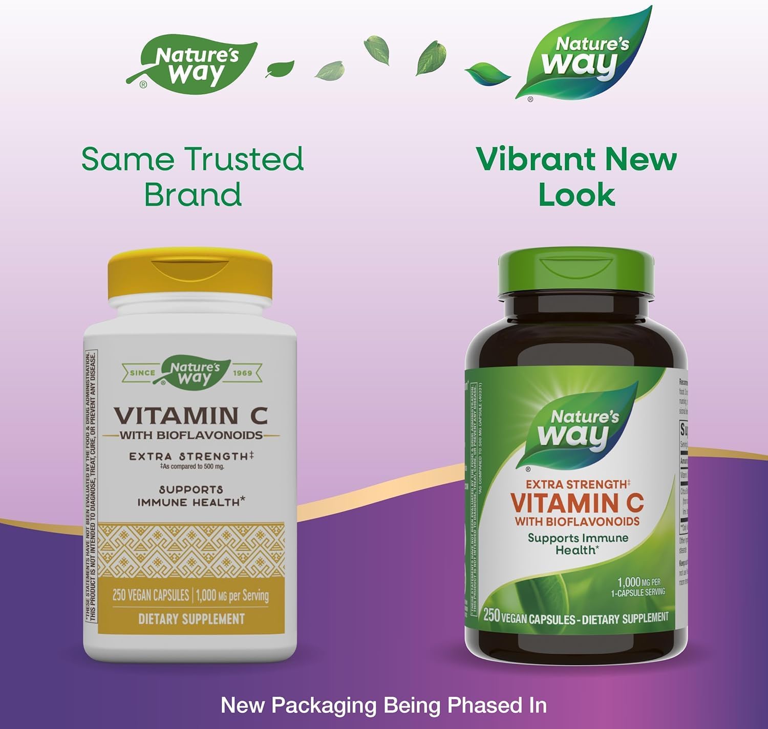 Pack of Nature's Way Vitamin C vegan capsules, gluten-free and dairy-free