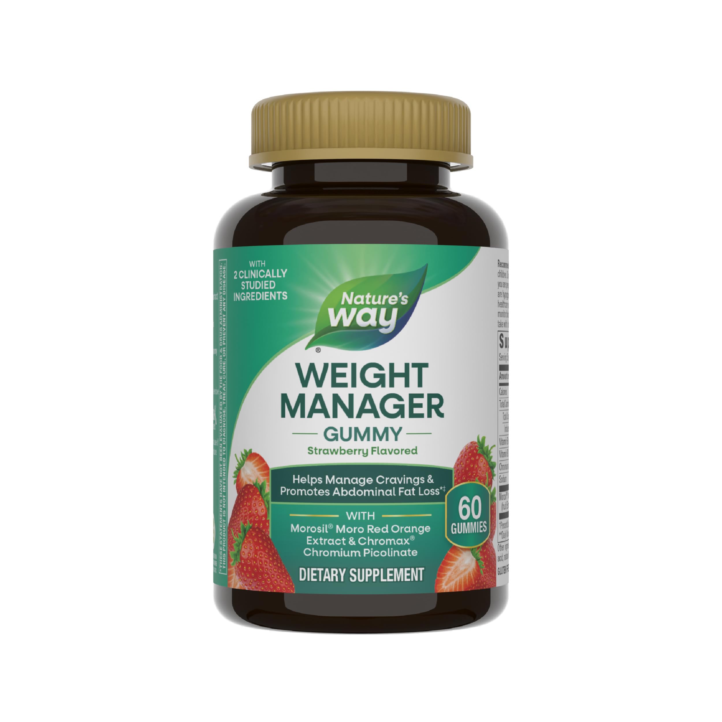 Nature's Way Weight Manager Gummy front label shows strawberry flavor and easy daily use.