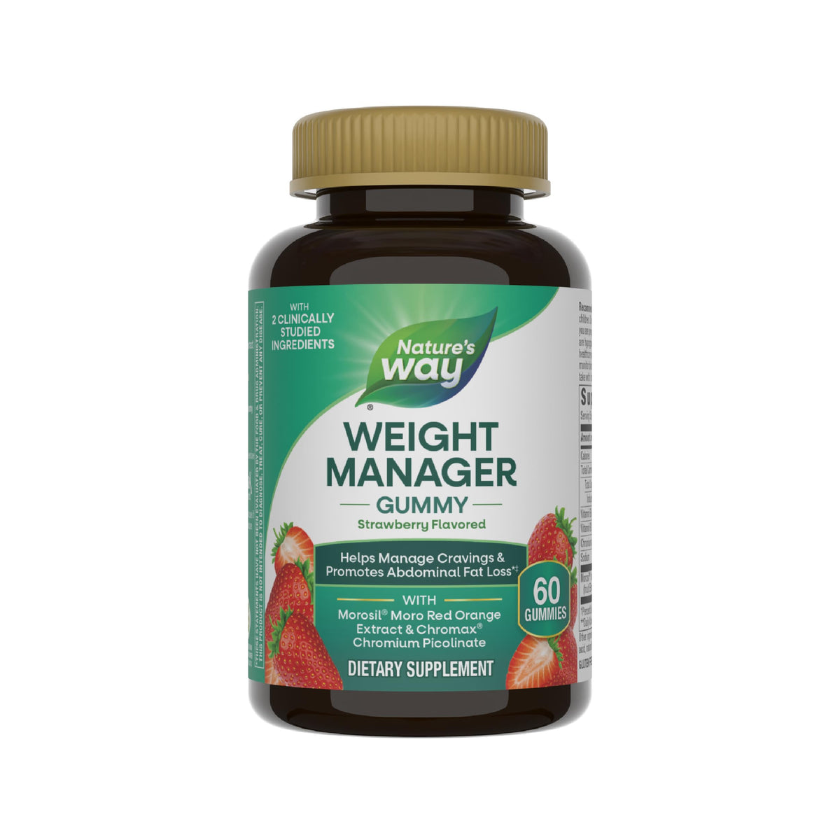 Nature's Way Weight Manager Gummy front label shows strawberry flavor and easy daily use.