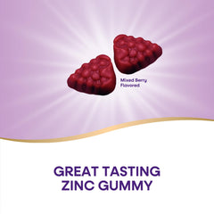 Nature's Way Zinc Gummies bottle back label with zinc DV and ingredients details for absorption