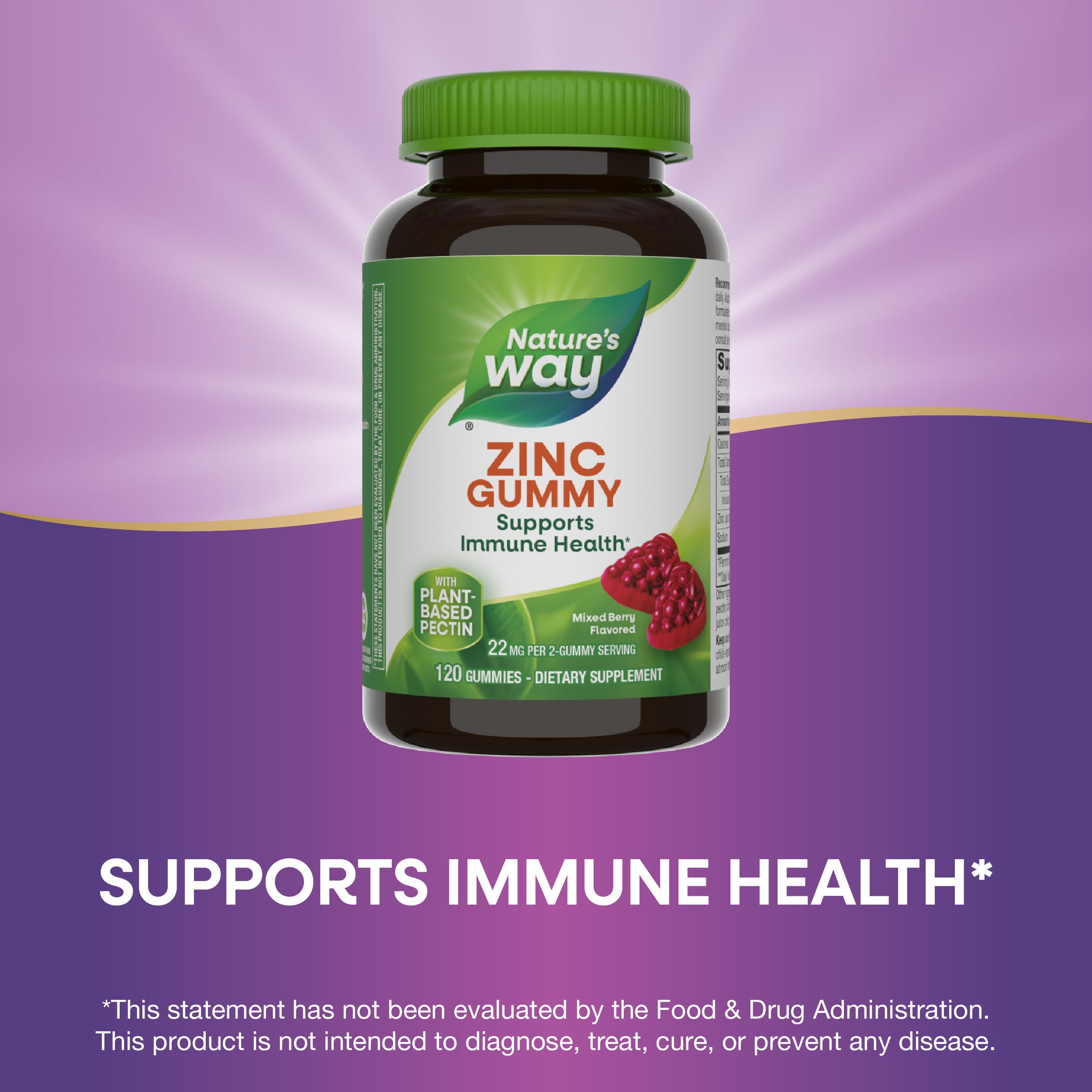 Nature's Way Zinc Gummies for kids 9+, one daily chew for immune support