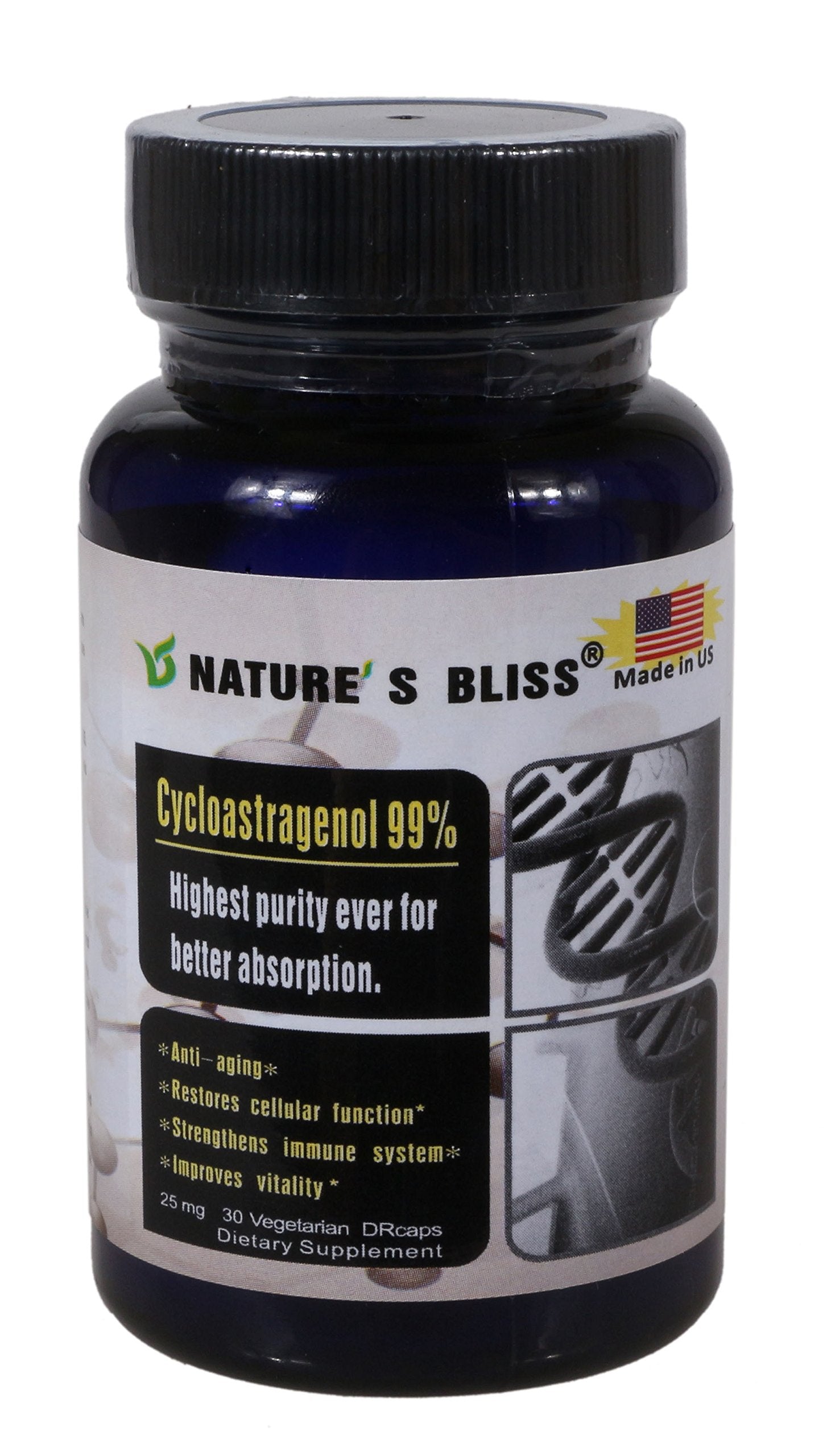 Nature'sbliss Cycloastragenol bottle front, premium packaging for daily wellness.