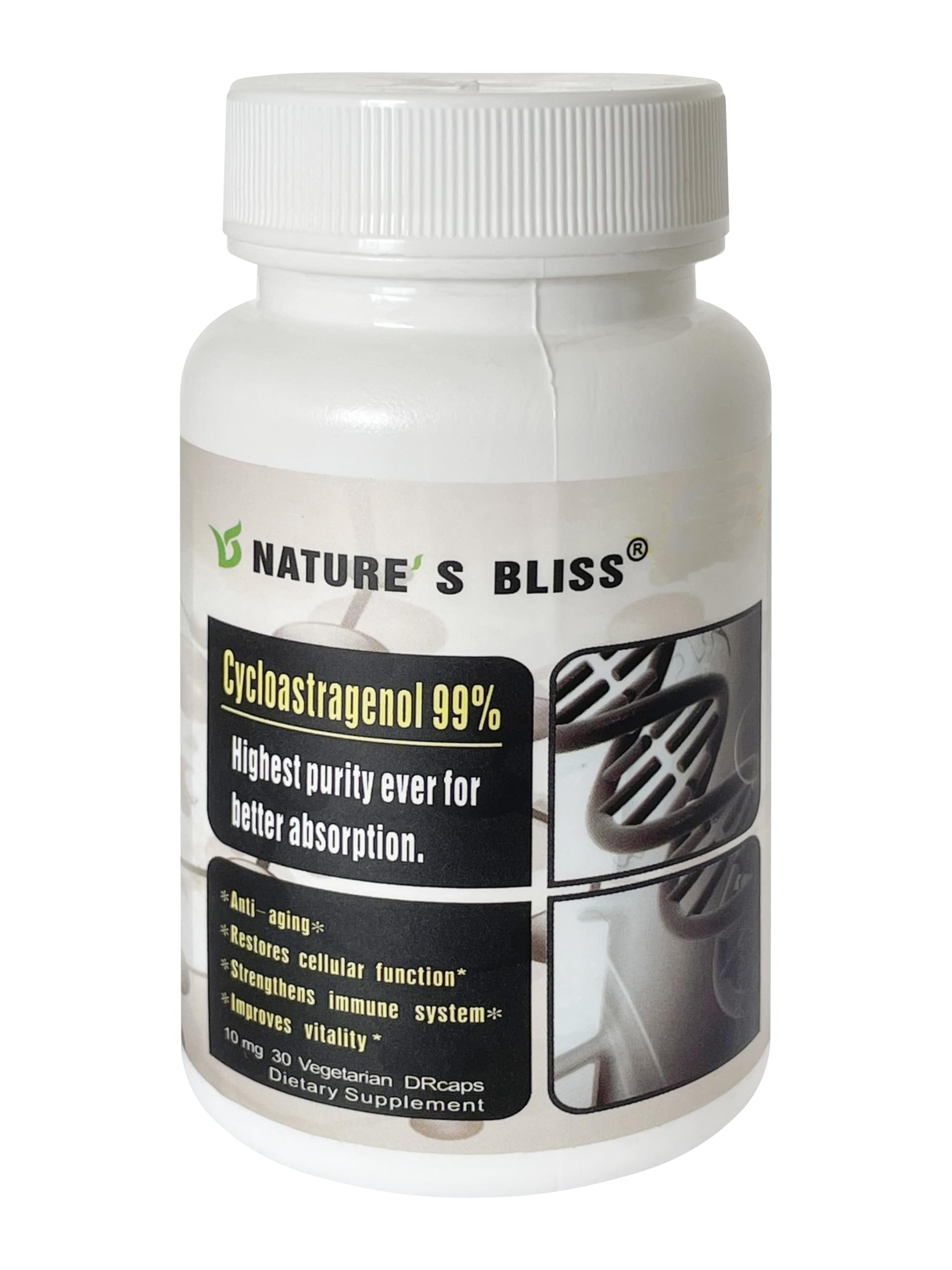 Nature'sbliss Cycloastragenol bottle shows premium packaging for daily use.
