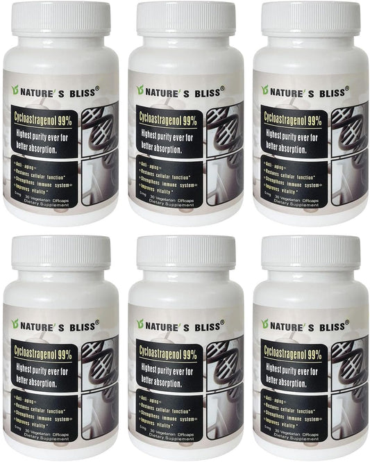 Nature'sbliss stomach acid protected Cycloastragenol 180caps front view showing packaging and quality.
