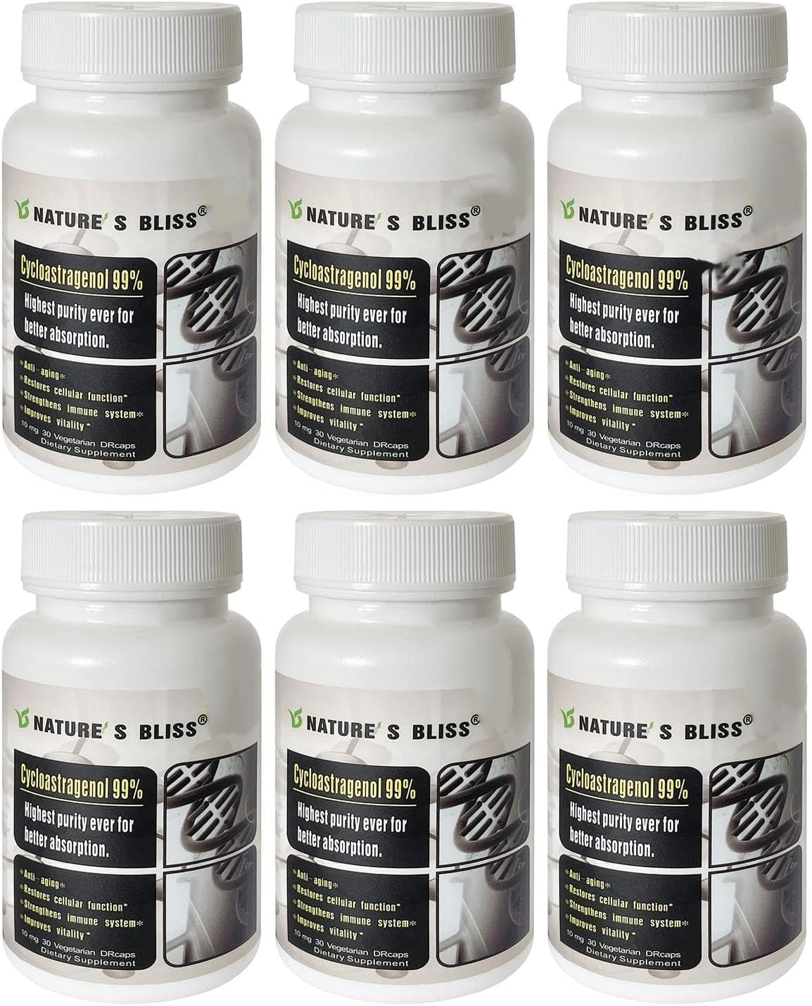 Nature'sbliss telomerase capsules bottle with protective DRcaps design for safe storage.
