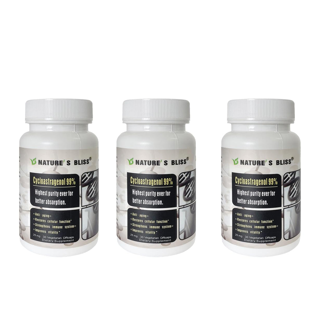Nature'sbliss telomere bottle front showing brand name and product focus for potential wellness support.