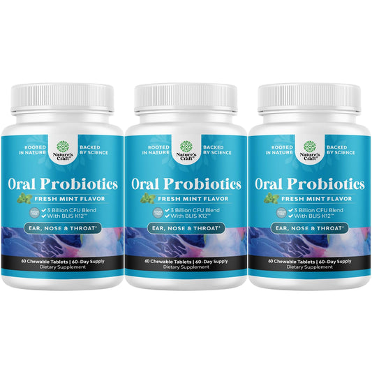 Natures Craft BLIS K12 mint lozenges bottle for fresh breath support.