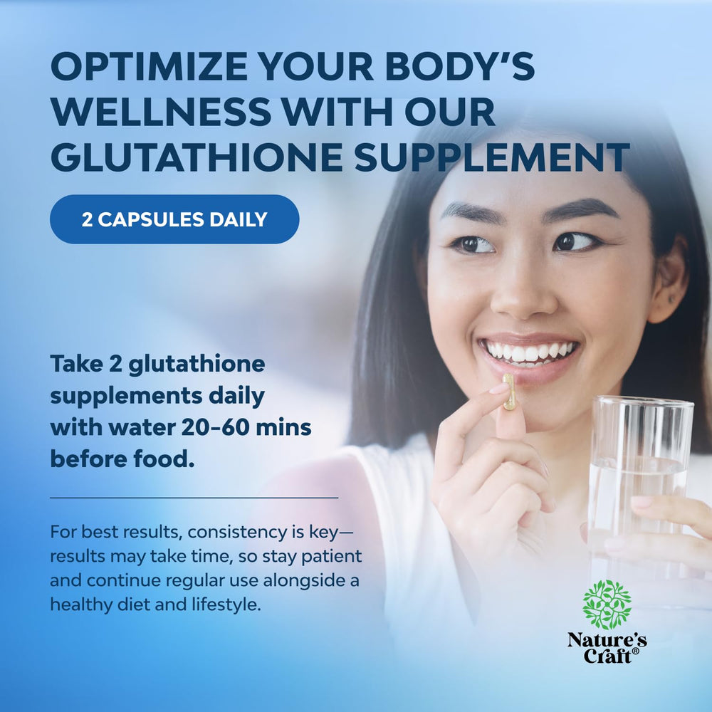 Natures Craft bottle with glass of water illustrates easy everyday intake.