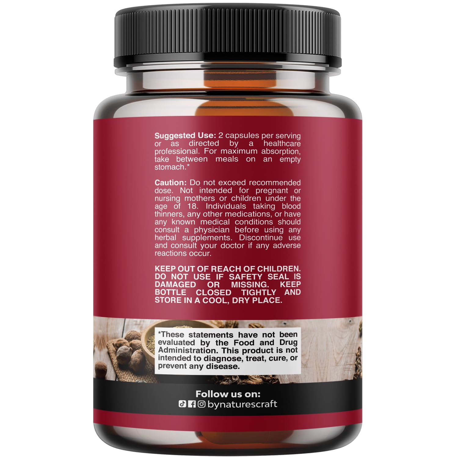 Natures Craft Digestive Triphala capsules being poured from a bottle for daily gut balance