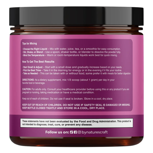 Natures Craft Inositol Powder scoop with measuring line for easy daily use