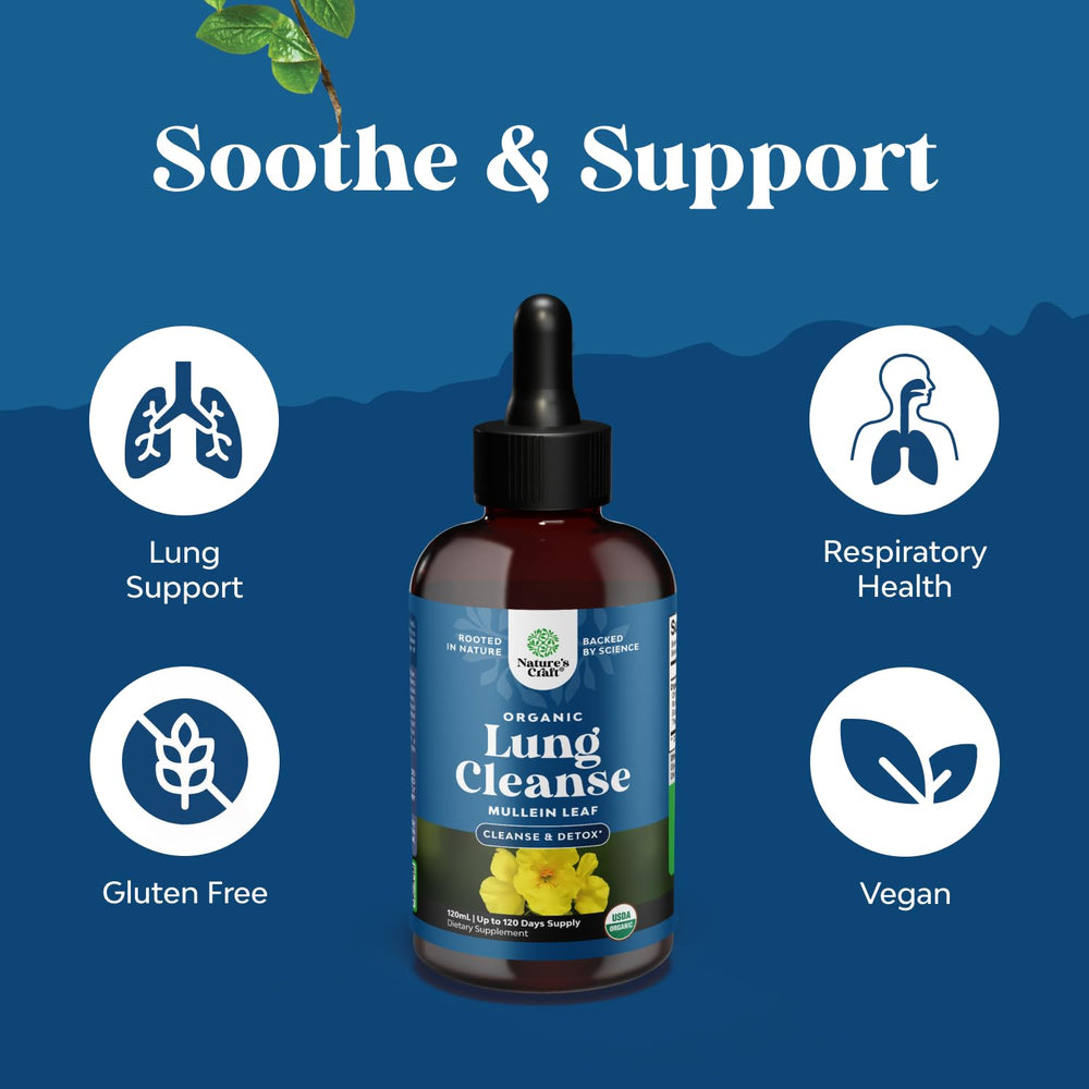 Natures Craft organic mullein drops dropper tip releasing liquid for quick uptake.