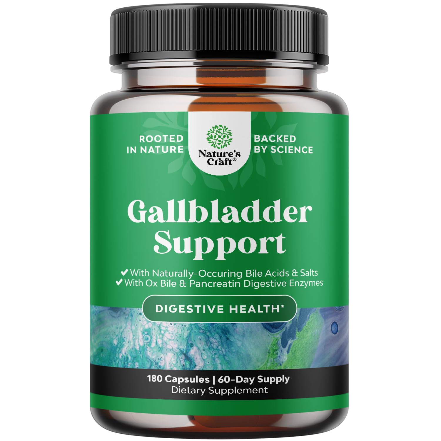 Nature's Craft Ox Bile Salts bottle supports digestion for adults.
