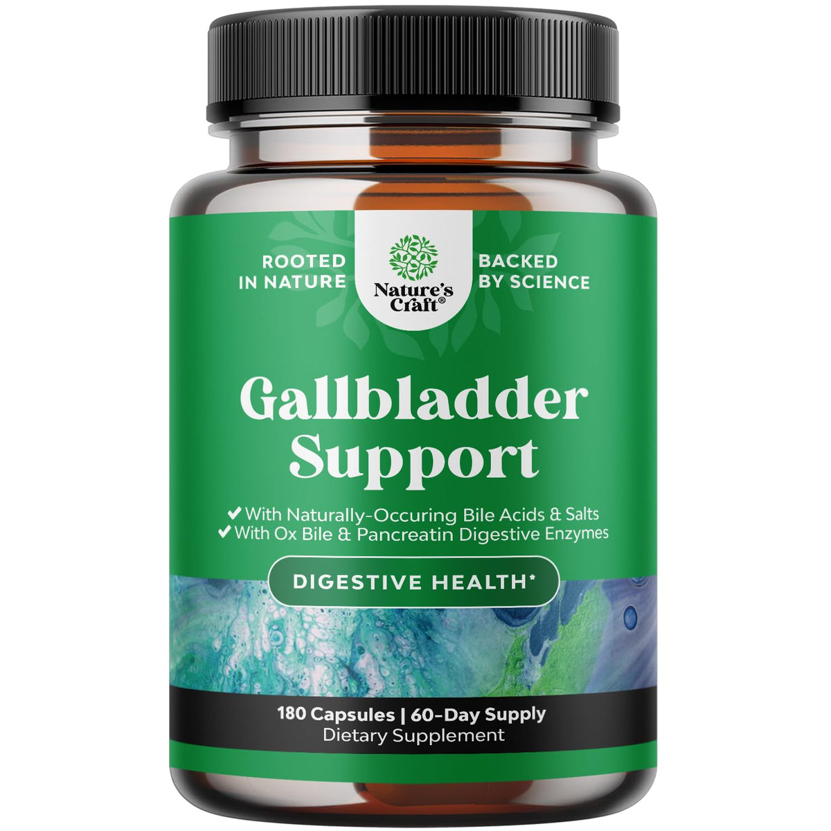 Nature's Craft Ox Bile Salts bottle supports digestion for adults.