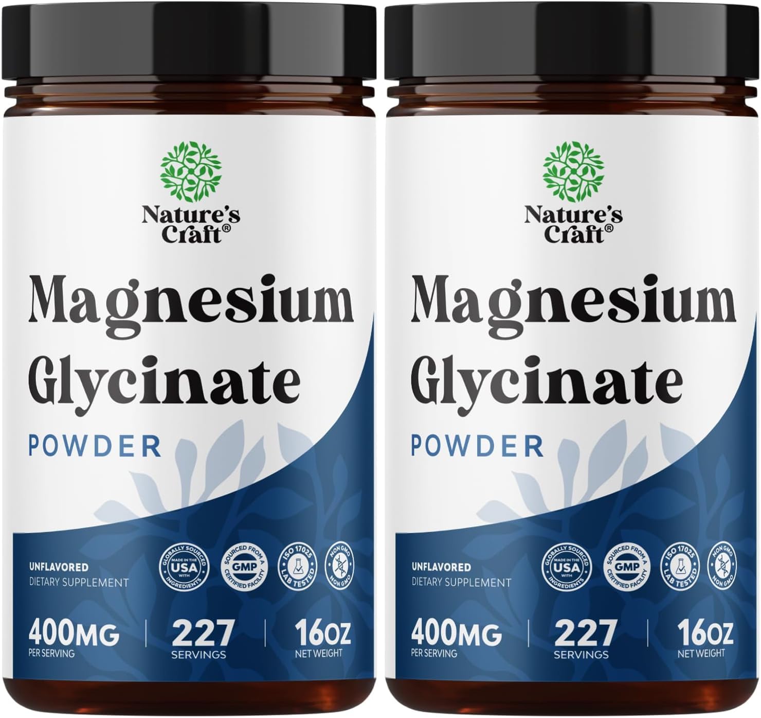 Nature's Craft Potent Magnesium Glycinate Powder bottle for easy daily dosing and high absorption.