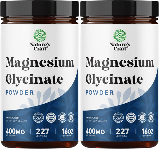 Nature's Craft Potent Magnesium Glycinate Powder bottle for easy daily dosing and high absorption.