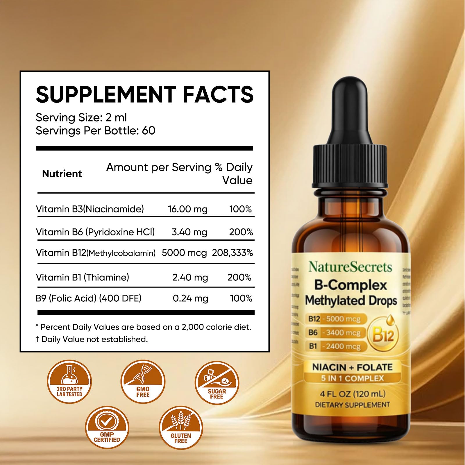 NatureSecrets B-Complex Drops raspberry flavor makes daily supplementation enjoyable.