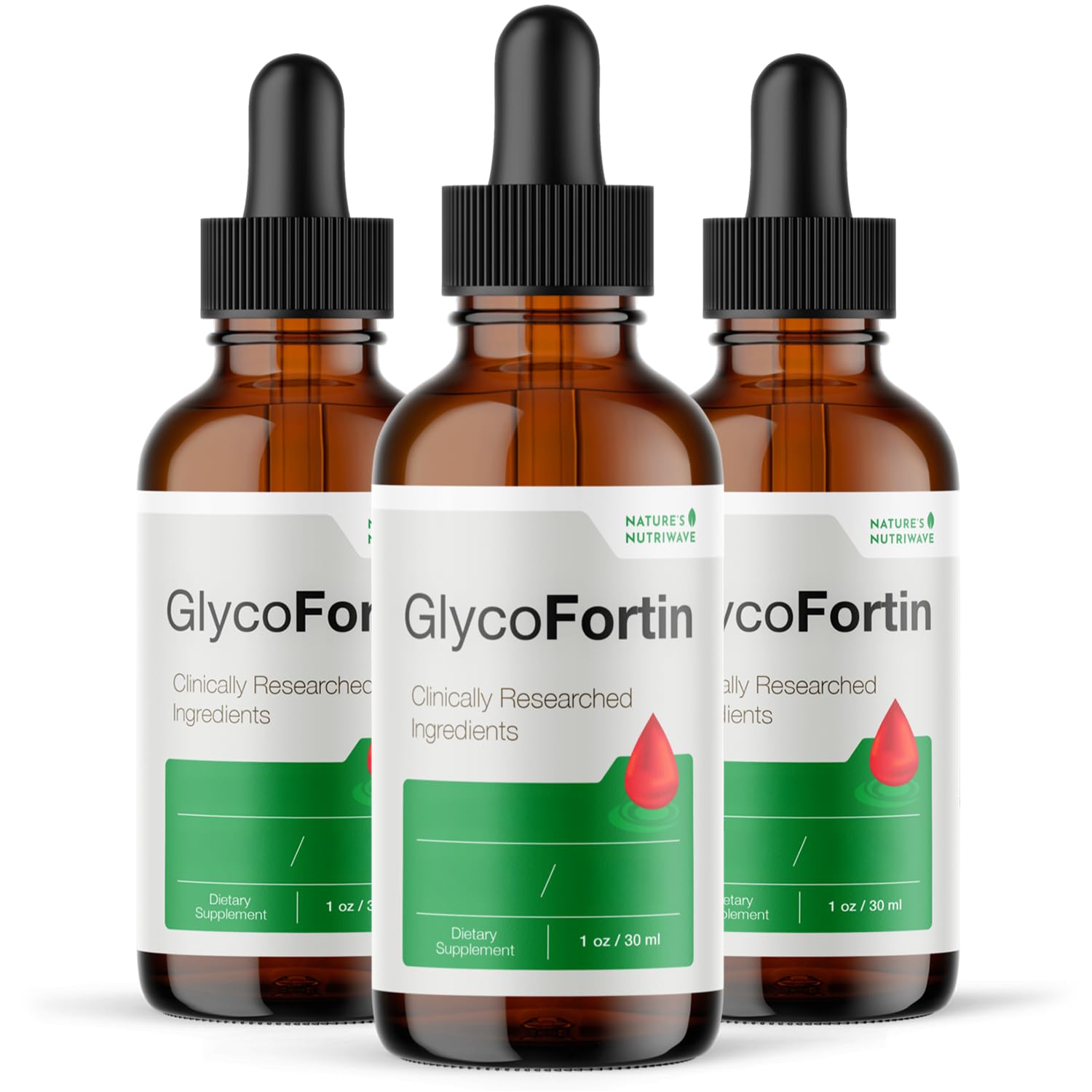 Nature's NutriWave GlycoFortin bottle for daily balance with plant extracts.