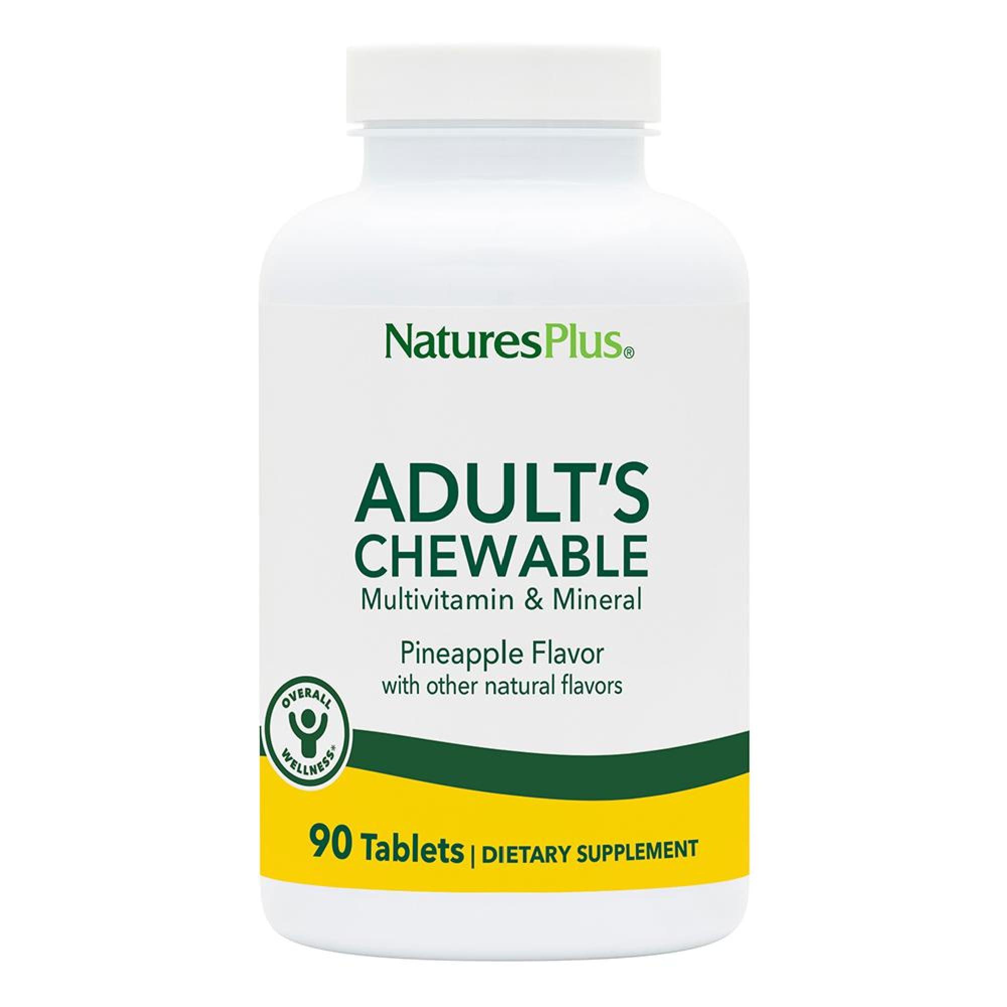 NaturesPlus Adults Chewable Pineapple bottle—high-potency vitamins for daily wellness.