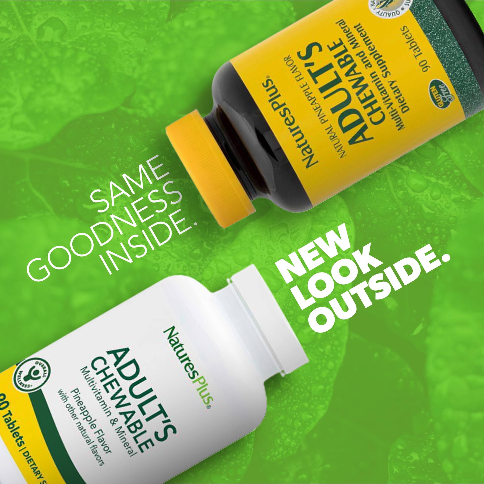 NaturesPlus Pineapple chewable tablet close-up, easy daily nutrition.