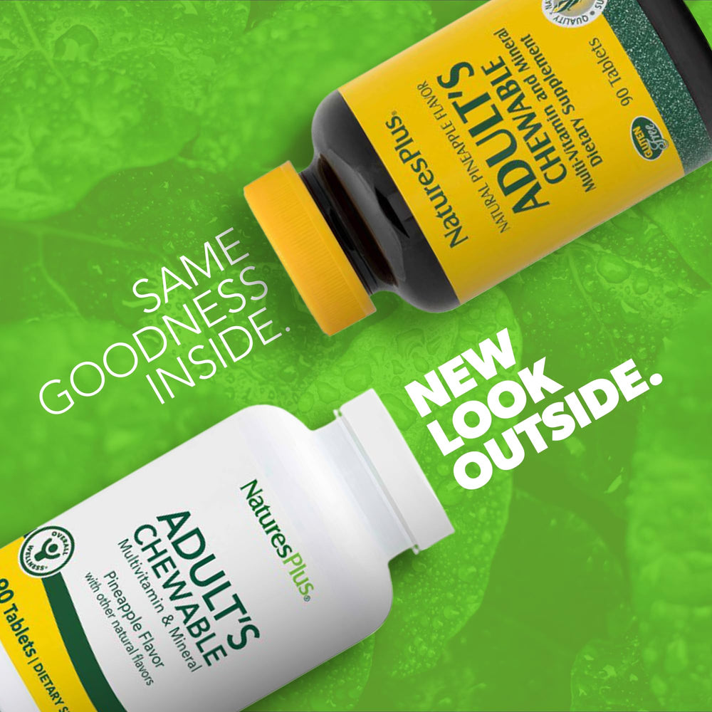 NaturesPlus Pineapple chewable tablet close-up, easy daily nutrition.