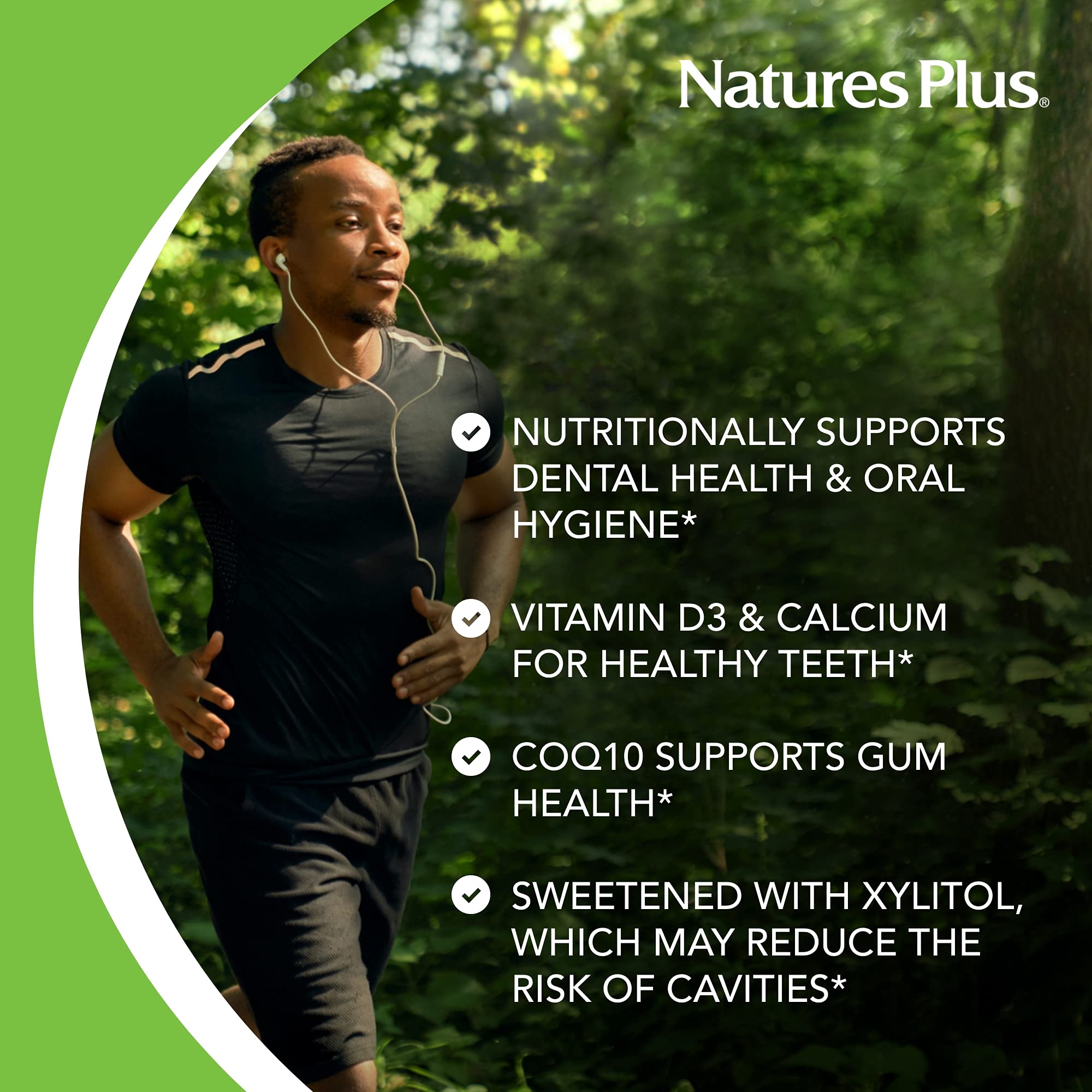 NaturesPlus Adults Dental Care probiotic microbiome visualization suggests balanced oral support.