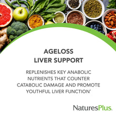 NaturesPlus AgeLoss capsules close-up for convenient daily liver-support routine.