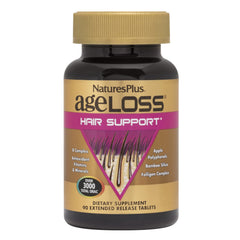 NaturesPlus AgeLoss Hair Support bottle on counter for daily use and vitality.