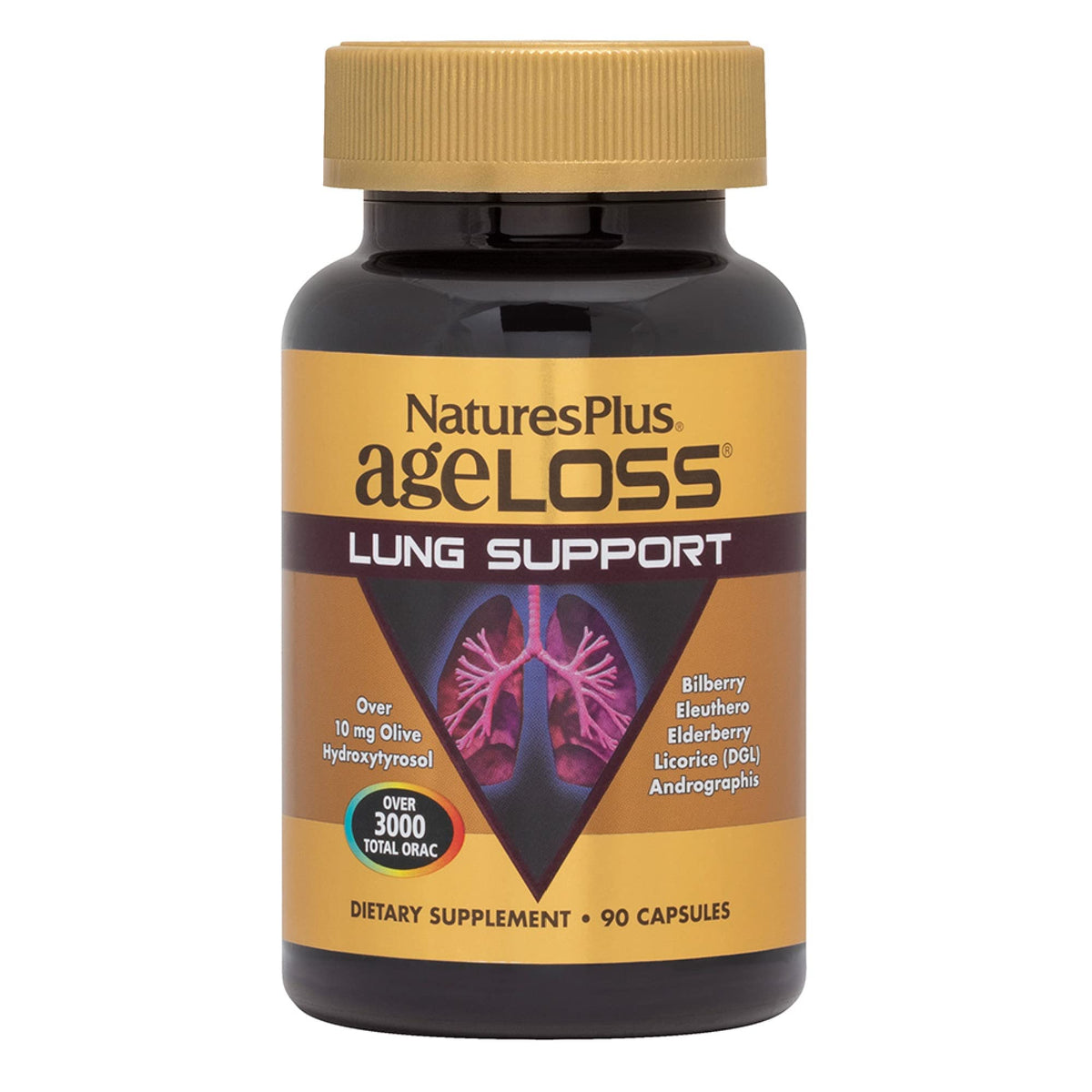 NaturesPlus AgeLoss Lung Support bottle front for daily respiratory wellness
