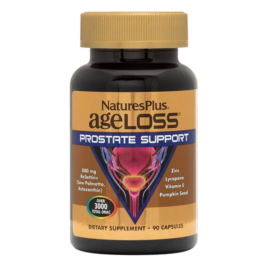 NaturesPlus AgeLoss Prostate Support bottle with 90 capsules for daily urinary comfort