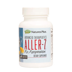 NaturesPlus Aller-7 Rx-Respiration bottle with capsules supports daily respiratory wellness.