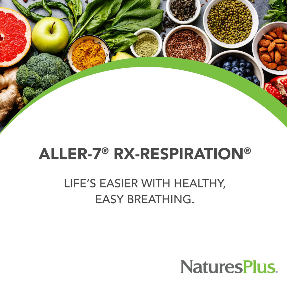 Close-up of Aller-7 Rx-Respiration capsules showing easy, non-drowsy daily use.