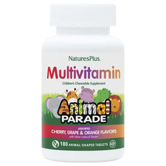 NaturesPlus Animal Parade bottle with colorful animal-shaped vitamins for kids' daily nutrition.