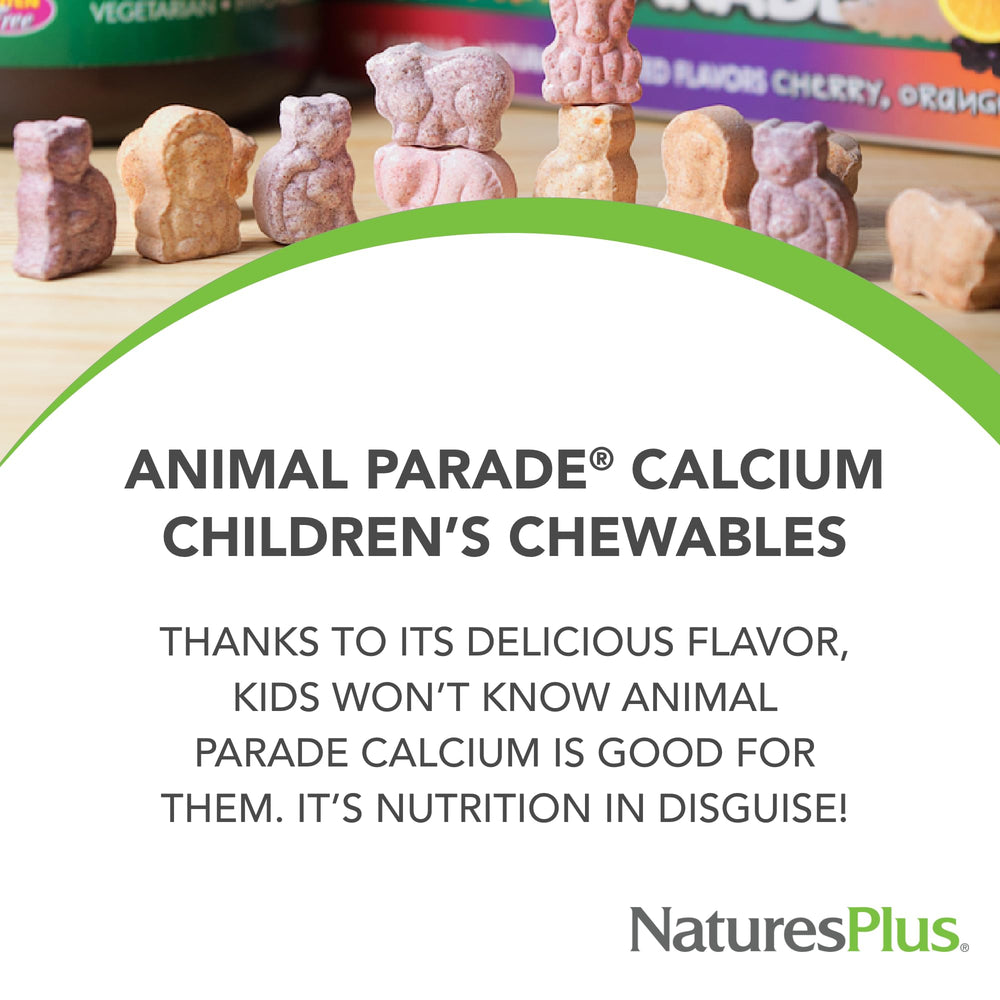 NaturesPlus Animal Parade Calcium vanilla sundae flavor chews pack of two.