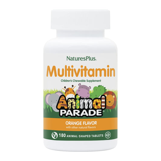 NaturesPlus Animal Parade front packaging promotes daily kid nutrition.
