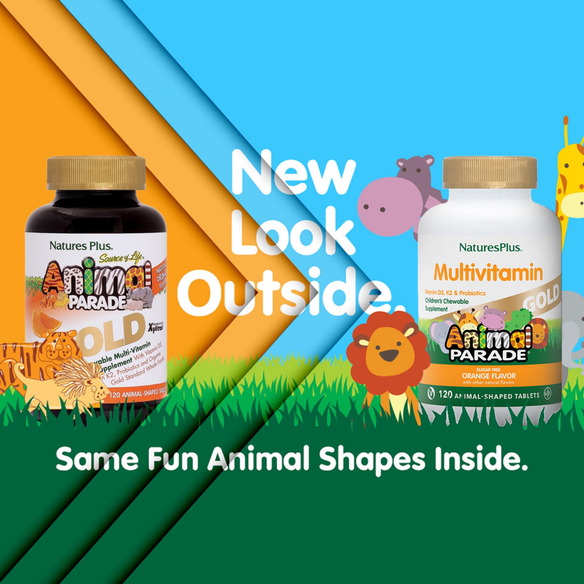 NaturesPlus Animal Parade Gold animal-shaped chews, fun daily vitamins for kids