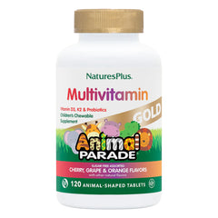 NaturesPlus Animal Parade Gold bottle with colorful animal-shaped chews for kids